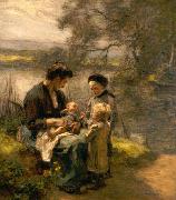 Leon Augustin Lhermitte Woman with Child and Two Children oil painting artist